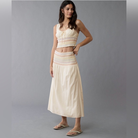 🆕 American Eagle Pride| High Waisted| Smocked| Midi Skirt 🌈 - Picture 2 of 13